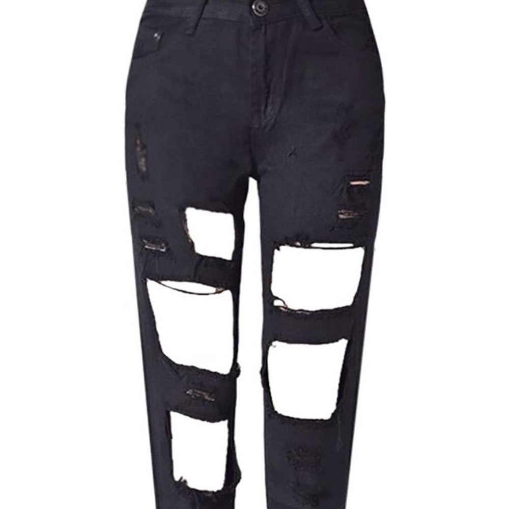 black high waisted ripped boyfriend  jeans